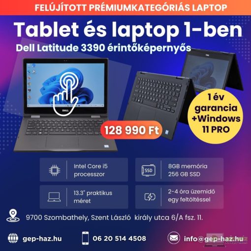 Dell Latitude 3390 Érintőképernyős Laptop-Tablet